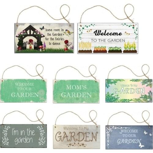 Party Tags Rectangular Wooden Welcome To My Garden Tag Accessories Novetly Garden Sign Plaques Rustic Wall Decor Decoration