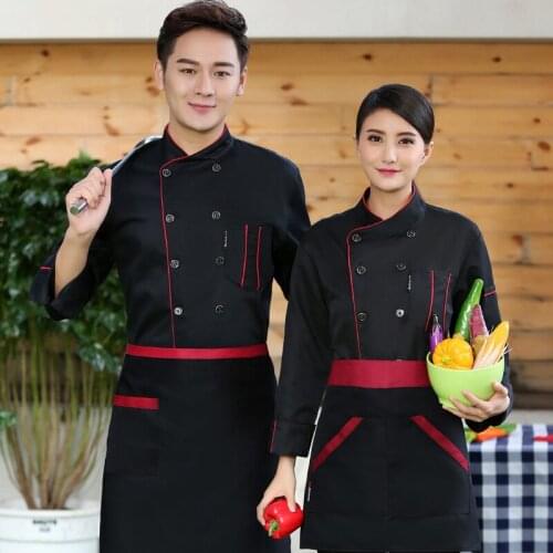Long Sleeves Chef Service Western Restaurants Hotels Bakery Cafe Chefs Working Clothes Unisex Breathable Kitchen Overalls