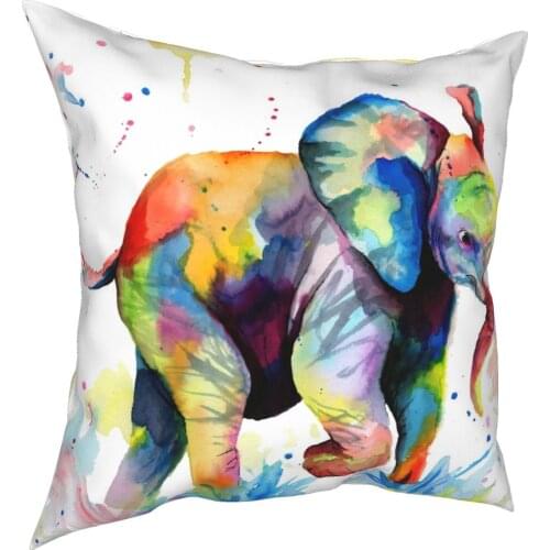 Multicolour Baby Elephant Pillowcover Home Decor Art Elephants Cushions Throw Pillow for Car Double-sided Printing Printed