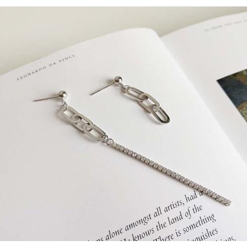 High Quality Asymmetry Long Stone Tassel Stud Earrings For Women Statement 925 Sterling Silver Earring Party Gifts Jewelry