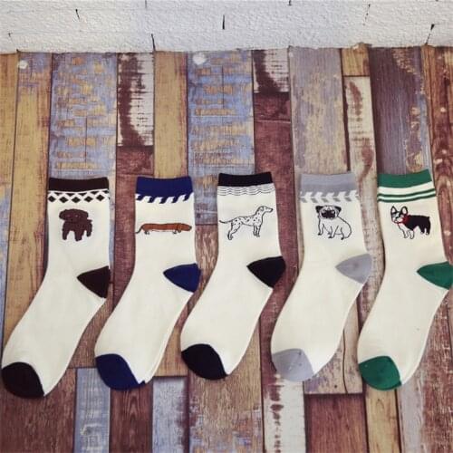 Series Comfortable cartoon dog socks NEW High-quality women and mens cotton bamboo men short socks hosiery
