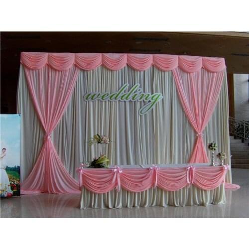 Special Offer 10ftx10ft sequin wedding backdrop curtain with swag backdrop/ wedding decoration romantic Ice silk stage curtains