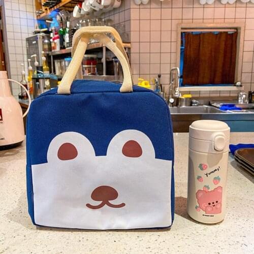 Lunch Bag Reusable Creative Canvas Bento Handbag for Picnic