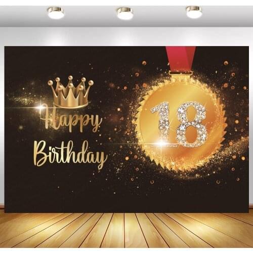 Big Gold Medal Diamon 18th Birthday Photo Backgrounds 20 30th Women Event Party Table Decor Poster Vinly Backdrops