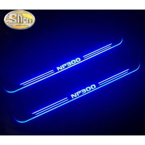 SNCN Waterproof Acrylic Moving LED Welcome Pedal Car Scuff Plate Pedal Door Sill Pathway Light For Nissan NP300 2015 - 2020
