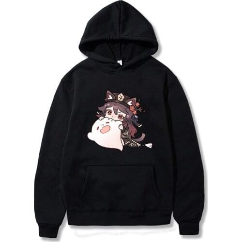 Japanese Anime Genshin Impact Hoodies Kawaii Cartoon Hu Tao Printed Women Streetwear Harajuku Winter Long Sleeve Men Sweatshirts