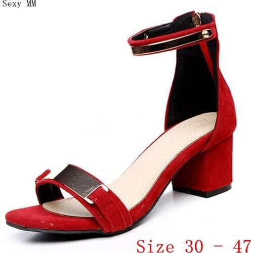 Women Sandals Square High Heels Slip-On Slippers Peep Toe Pumps Summer Shoes Woman High Heel Sandals Small Plus Size 30 - 47