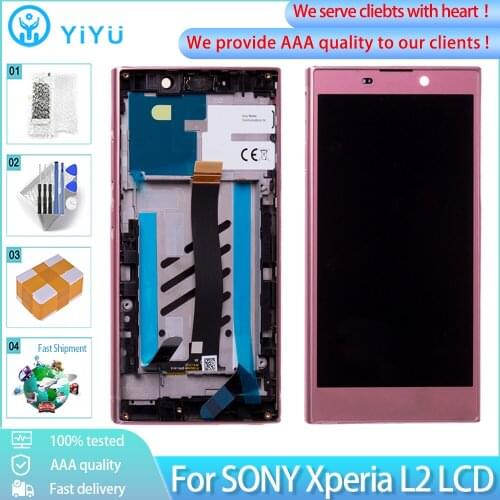 5.5" Original For Sony Xperia L2 LCD Display H3311 H3321 H4311 H4331 LCD Touch Screen Assembly Replacement Display+Frame