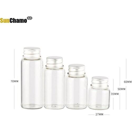 12pcs 8ML 15ML 20ML 25ML Glass Bottles with Aluminium Lids Small Mini Glass Jars 4 Sizes U-pick Small Mini Glass Jars Bottle