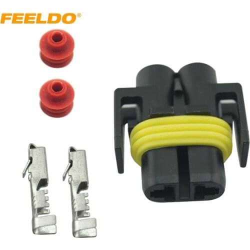 FEELDO 1Set Car Female HID Headlight Bulb Socket Connectors For H8/H9/H11/880/881 LED/HID Lights #AM1820