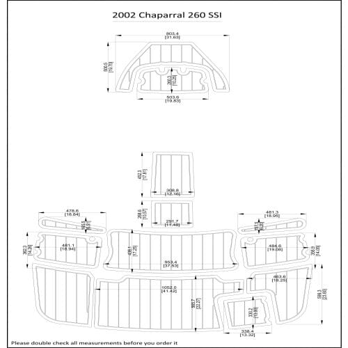 2002 Chaparral 260 SSI Swim Step & Transom & Bow Pad Boat EVA Teak Decking 1/4" 6mm