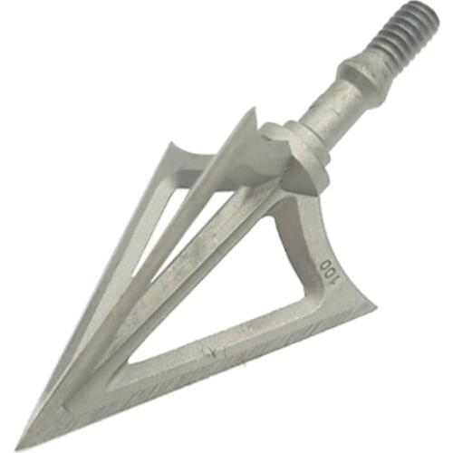 3pcs Blade Broadhead Archery 100 Grain 3 Blades Sharp Arrowhead Stainless Steel Silver Arrow Head Screw Tips
