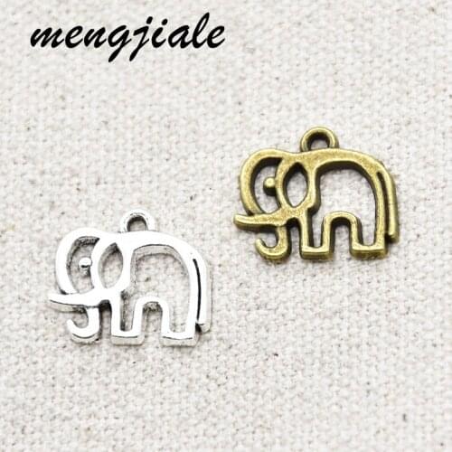 30Pcs Antique Silver Tone 2 Sided Elephant Charms for Jewelry Accessories Making