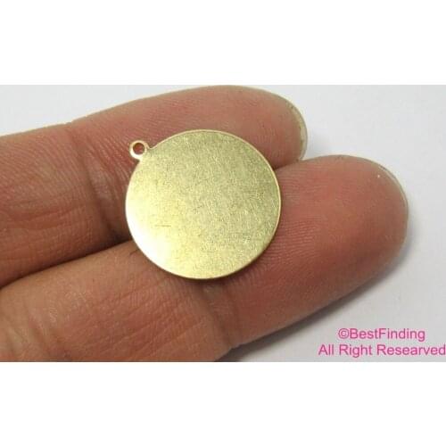 Brass charms 18mm Round pendant with loop Stamping Round Brass charms with loop -100pcs R114