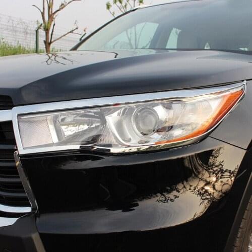 For Toyota Highlander Kluger 2014-2018 Accessories ABS Chrome Car Front Light Head Lamp Headlamps Frame Cover Trim Car Styling