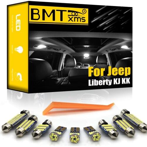 BMTxms For Jeep Liberty KJ KK 2002-2013 Canbus Vehicle LED Interior Light License Plate Lamp Bulbs Kit Car Lighting Accessories