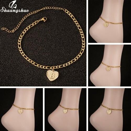 Stainless Steel A-Z Initial Letter Anklets for Women Gold Alphabet Anklet Bracelet Boho Foot Jewelry Gift Women Accesorios Mujer