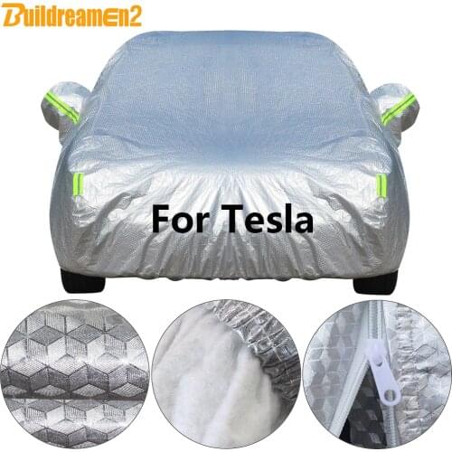 Buildremen2 For Tesla Model S X Thick Cotton Car Cover 3 Layer Material Outdoor Sun Rain Snow Hail Protection Cover Waterproof
