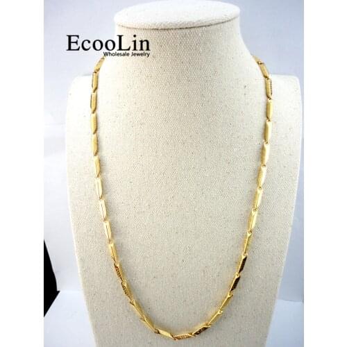 30Pcs 22.06 inch Bamboo Gold Stainless Steel Chain 56Cm Diameter 3.8mm Never fade Necklaces For Women Fashion Jewelry LR531