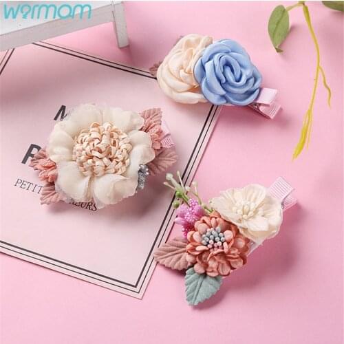 Warmom Baby Hairpin Hair Accessories Birthday Gifts Simulation Flower Childrens Pearl Hairpin Kids Photo Decoration Headdress