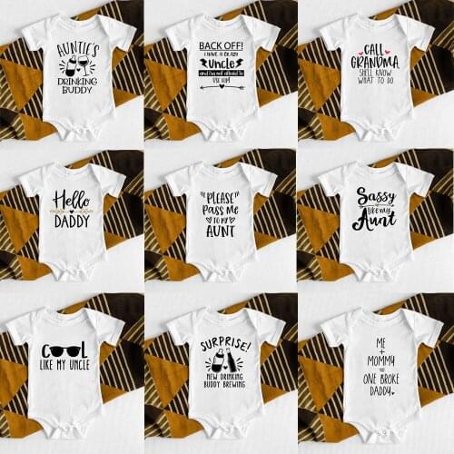Aunties/uncles/daddys Drinking Buddy Baby Romper Funny Infant Boys Girls Soft Short Sleeve Casual Jumpsuit