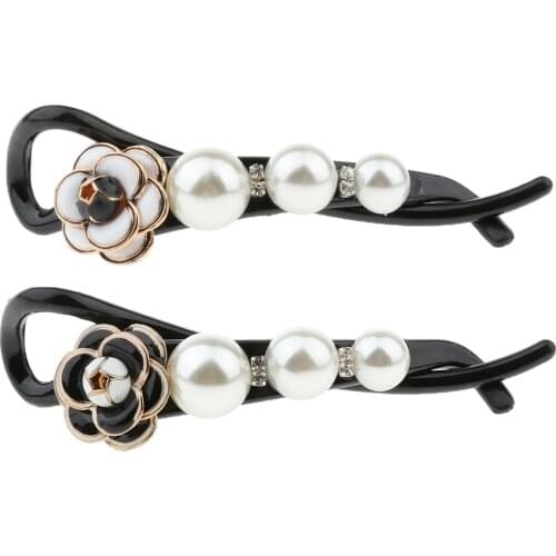 Elegant Pearl Flower Banana Clips Headwear Barrette Ponytail Holder