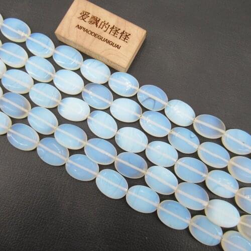 APDGG Smooth Oval White Opal Gemstone Loose Beads 15" Strand Jewelry Making DIY