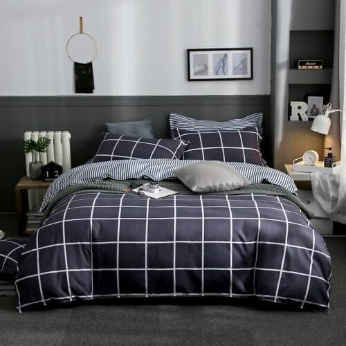 Simple Style Grid Bedding Set Duvet Cover Set Pillowcase Home Textiles 2/3pcs Bed Linen King Queen Size Dropship