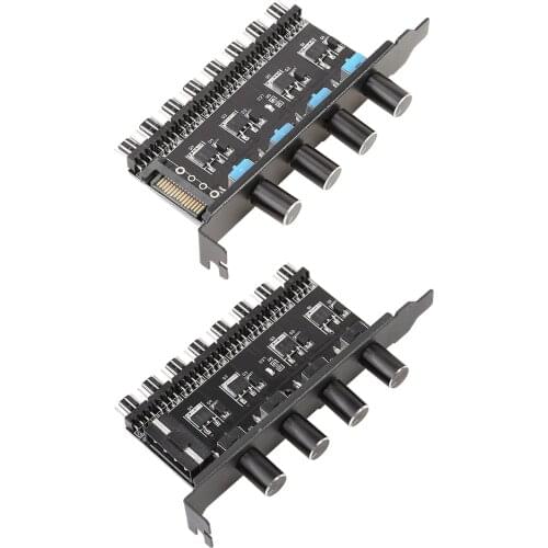 8 Channels Cooling Fan HUB SATA/4Pin Power Supply 1 or 4 Knob Radiator Speed Controller for CPU PC Case Chassis