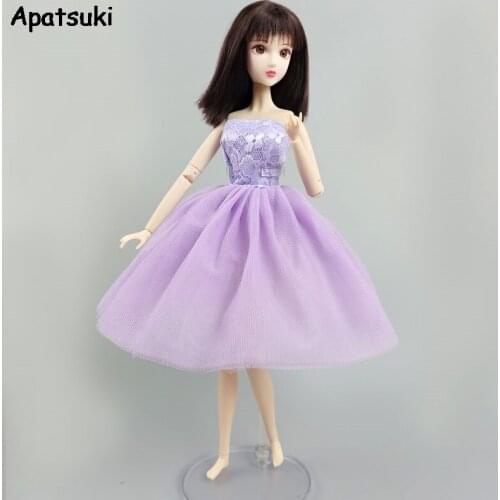 Purple Short Ballet Tutu Dress For Barbie Doll Outfits Evening Dress Vestidoes Clothes For Barbie Doll 1/6 Dolls Accessories