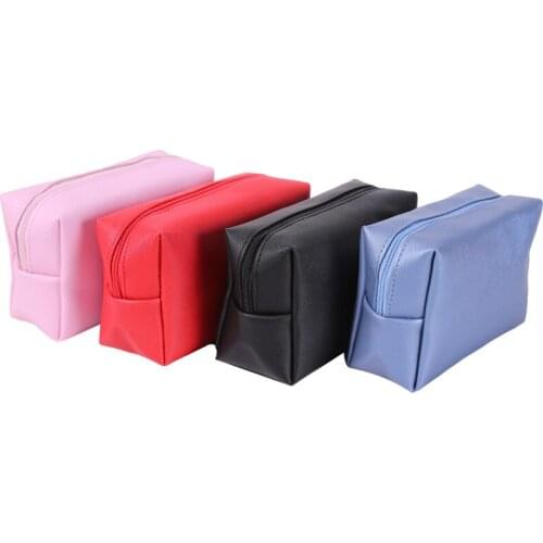 PU Leather Zipper Cosmetic Bag Women Simple Travel Beauty Case Portable Wash Makeup Bag Make Up Organizer Holder