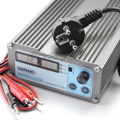 Mini cps-3010II DC Power Supply + Banana clip wire EU UK US adapter OVP/OCP/OTP low power 110V - 230V 0-30v 0-10A CPS-3010