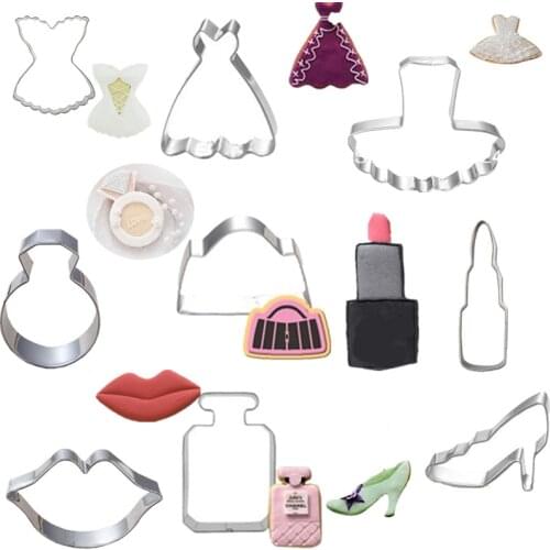 Lovely Wedding Dress Stainless Steel Cookie Molds Mousse Ring Fruit & Vegetable Cutters DIY Baking Styling Tools A204