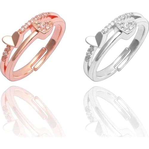 Fashion Creative Heart And Soul Couple Ring Jewelry Personality Men And Women Temperament Heart-Shaped Ring Adjustable