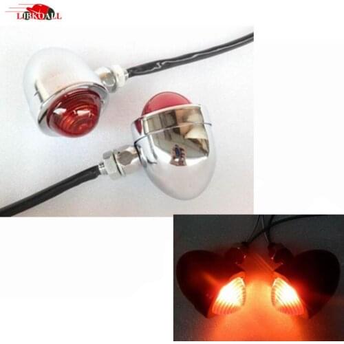 Motorcycle Chrome Red Lens Bullet Style TURN SIGNAL LIGHT for Harley Sporster Softail Bobber