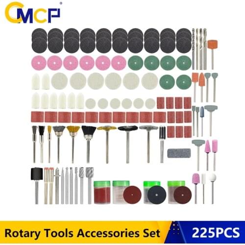 CMCP Abrasive Accessories Tool Kit 225pcs Rotary Tool Accessory Bit Set Cutting Polishing Grinding Tools