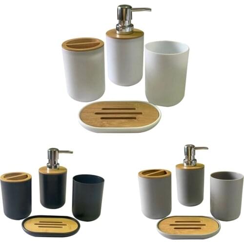 Bathroom Accessories Set Soap Dispenser Bottle Dish Washroom Toothbrush Holder Cup Suit