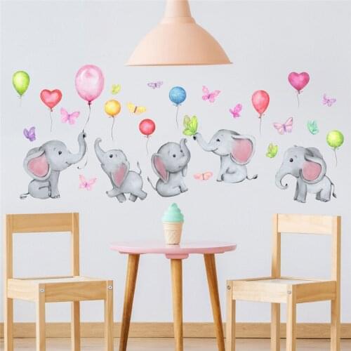 New cartoon elephant balloon butterfly wall stickers childrens room living room bedroom study decoration stickers