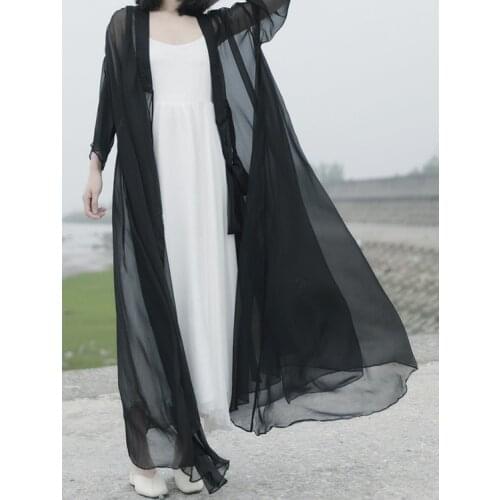 New Spring retro traditional Chinese Han style long-section Sun Protection Coat Shawl outerwear for women