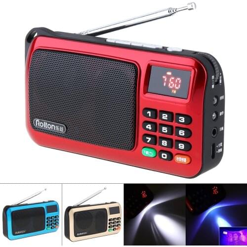 Portable Mini FM Radio TF Card USB with LCD Display Subwoofer MP3 Music Player Torch Flashlight Lamp 1X 18650 Battery for Home