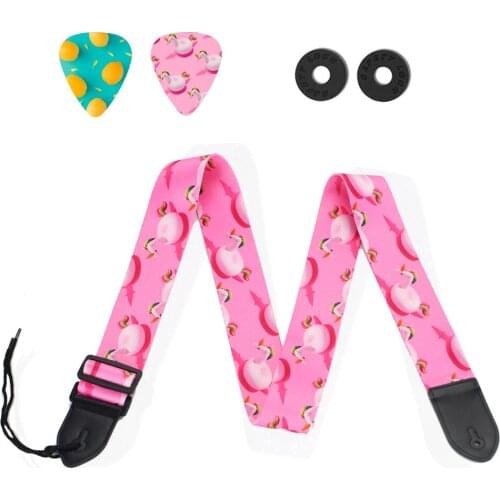 Guitar Strap Qielizi Guitar Strap with Leather End Length Adjustable 2 Pick Holders & 2 Matching Picks for Electric Guitar