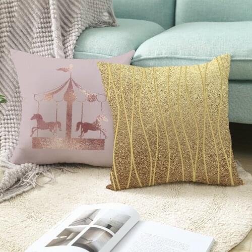 Rose Gold Geometric Abstract Art Cushion Cover Polyester Pillow Case Home Party Sofa Bed Nordic Decorative Pillow Cover Ins