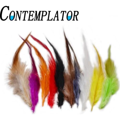80pcs 8colors assorted Rooster Saddle Hackle Fly Tying feathers nymph streamers materials Cock Schlappen for flies legs wings