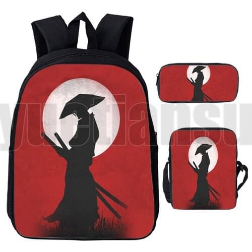 3D Print Bushido Samurai Schoolbags Japan Samurai Backpack Anime Teenager Book Bag 3 Pcs/Set Cartoon Laptop Kawaii Backpack