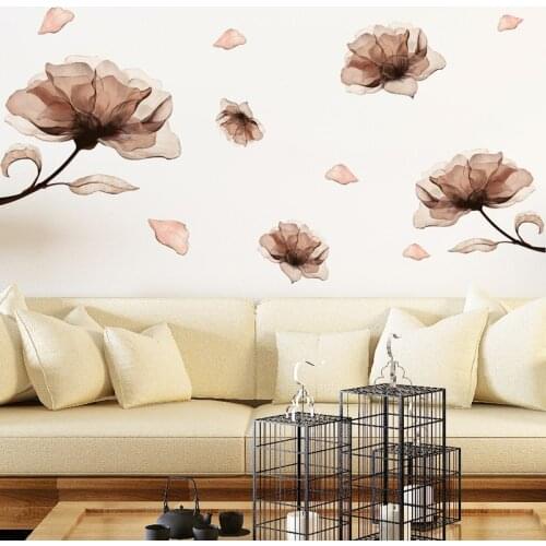 Modern Aesthetic Flowers Wall Sticker Art Bedroom Living Room Wall Decoration Decals DIY Girl Room Decor Self-adhesive Wallpaper
