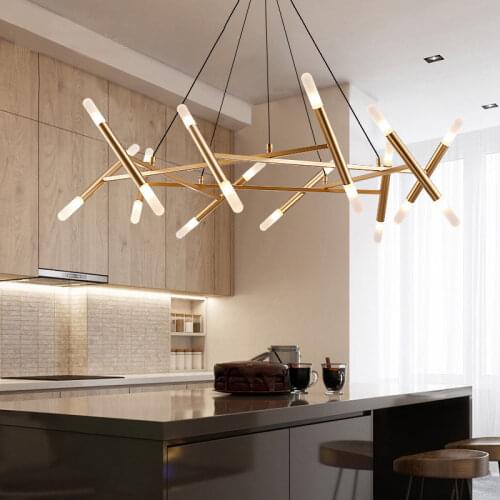 Modern Living Room Led G4 Pendant Light Round Branch 20 Lights Led Suspend Light Lustre Bedroom Led Hanging Lamp Fixtures