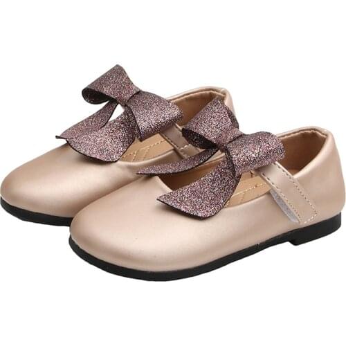 Kids Dress Shoes Baby Girls Fashion Bow Princess Shoes Soft Non-slip Ballerina Flats For Toddler Children Party Performance Shoe