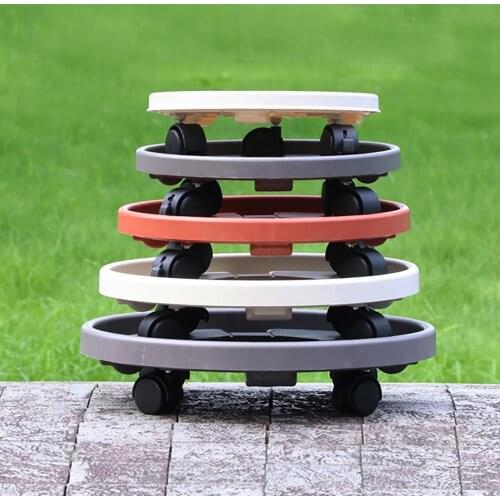 Universal Flower Pot Wheels Round Plastic Tray Heavy Duty Flower Pot Rack Plant Caddy Rolling Potted Plant Stand With Rollers