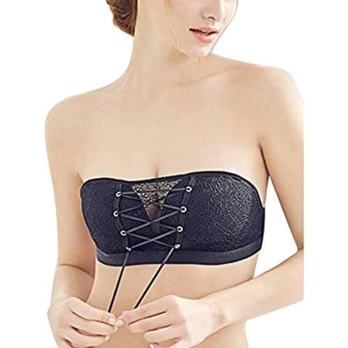 Women Ladies Sexy Lace Seamless Bra Adjustable Shoulder Straps and Drawstring Non-Slip Underwear