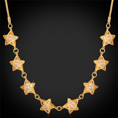 Austrian Crystal Necklace Women Elegant Fashion Jewelry AAA Cubic Zirconia Star Trendy Gold Color Necklace N948